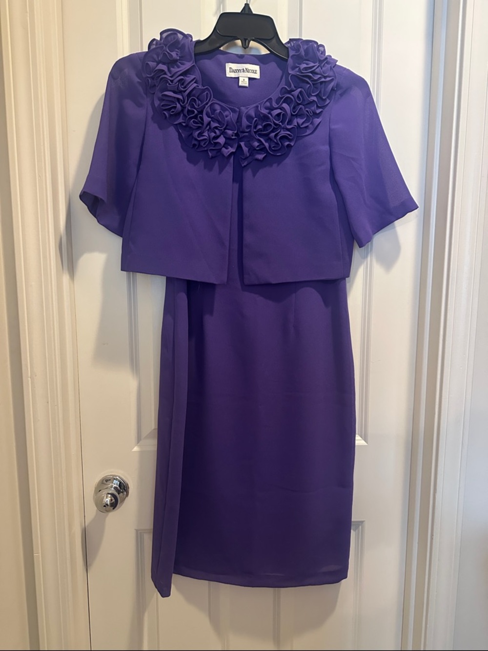 Diane Nicole Purple Two-Piece Dress with Ruffle Collar